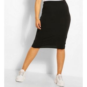 Boohoo Size 18 Black Stretch Mid Length Skirt